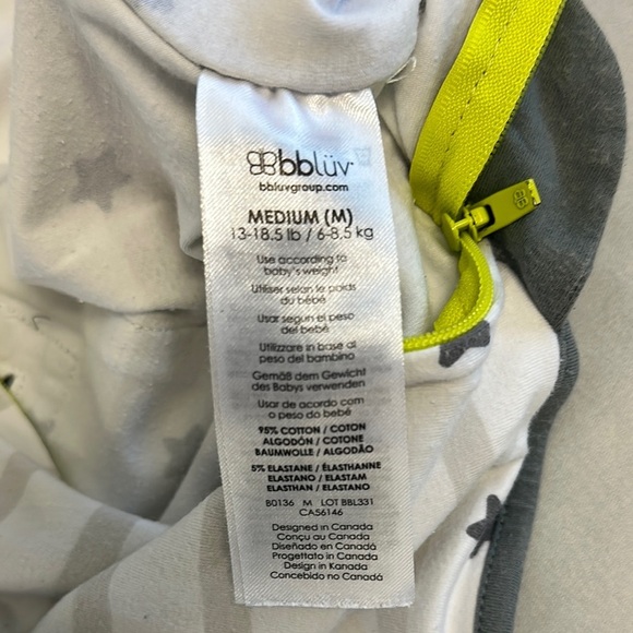 Bb Luv - Gray and White Sleep Sack Pajamas with Zipper - Picture 4 of 5